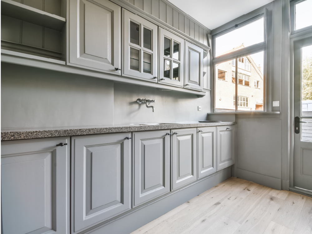 Freshly painted cabinets